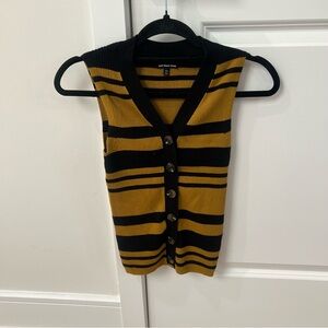 Striped Black and Gold Stripe Yellow Button-Up Vest